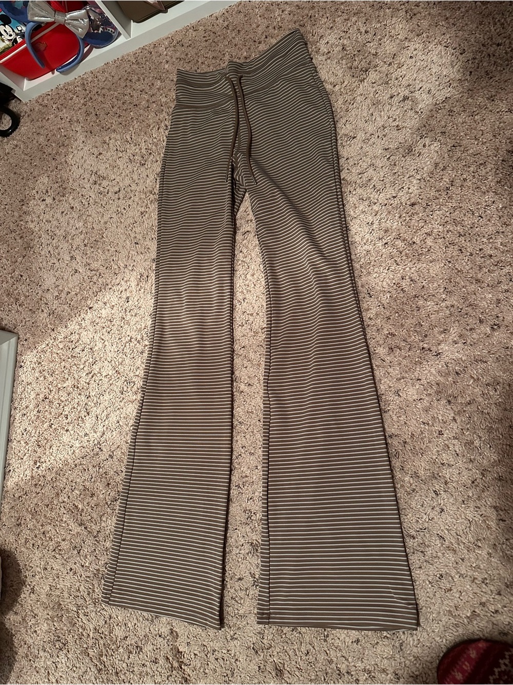 HALARA Brown and Beige Striped Flare Pants